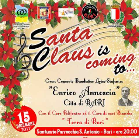 Bari, Santa Claus is coming: concerto dell'Orchestra di fiati 